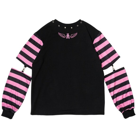 NEW ACDC RAG - Bunny Dolls Punky Bunny Black Pink Long Sleeves Oversized Tee - Picture 2 of 6